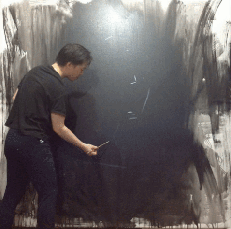 Michael Andrew Law Cheuk Yui's Queen Elizabeth II Painting progress gif