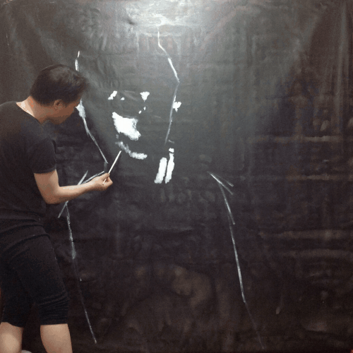 Michael Andrew Law Cheuk Yui's Audrey Hepburn Painting progress gif